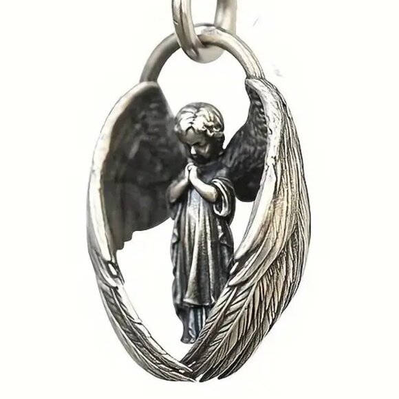 Guardian Cherub Angel Silver Fashion Pendant Necklace NWOT - Picture 10 of 10